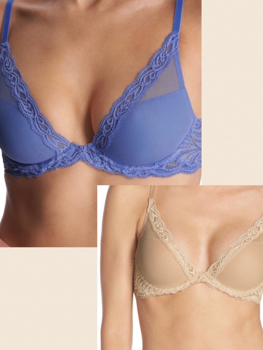 (2) NATORI FEATHERS BRA IN FRENCH BLUE 730023